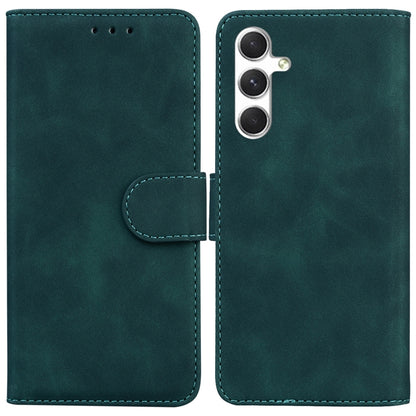 For Samsung Galaxy S25 5G Skin Feel Pure Color Flip Leather Phone Case(Green) - Galaxy S25 5G Cases by PMC Jewellery | Online Shopping South Africa | PMC Jewellery | Buy Now Pay Later Mobicred