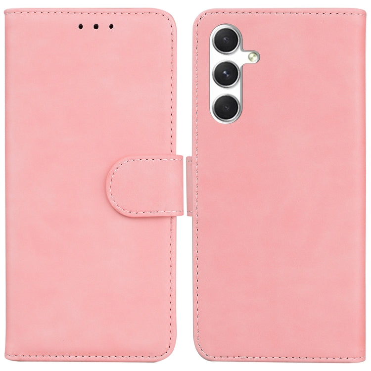 For Samsung Galaxy S25 5G Skin Feel Pure Color Flip Leather Phone Case(Pink) - Galaxy S25 5G Cases by PMC Jewellery | Online Shopping South Africa | PMC Jewellery | Buy Now Pay Later Mobicred