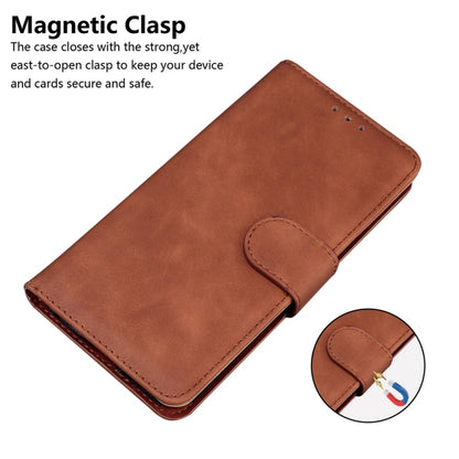 For Samsung Galaxy S25+ 5G Skin Feel Pure Color Flip Leather Phone Case(Brown) - Galaxy S25+ 5G Cases by PMC Jewellery | Online Shopping South Africa | PMC Jewellery | Buy Now Pay Later Mobicred