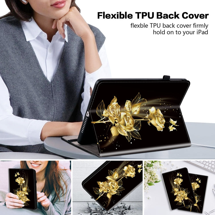 For itel Pad One 10.1 Crystal Texture Painted Leather Smart Tablet Case(Gold Butterfly Rose) - Others by PMC TechLife | Online Shopping South Africa | PMC TechLife | Buy Now Pay Later Mobicred