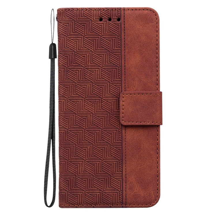 For Samsung Galaxy S25 5G Geometric Embossed Leather Phone Case(Brown) - Galaxy S25 5G Cases by PMC Jewellery | Online Shopping South Africa | PMC Jewellery | Buy Now Pay Later Mobicred