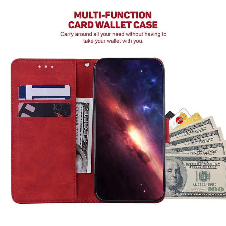 For Samsung Galaxy S25 5G Geometric Embossed Leather Phone Case(Red) - Galaxy S25 5G Cases by PMC Jewellery | Online Shopping South Africa | PMC Jewellery | Buy Now Pay Later Mobicred