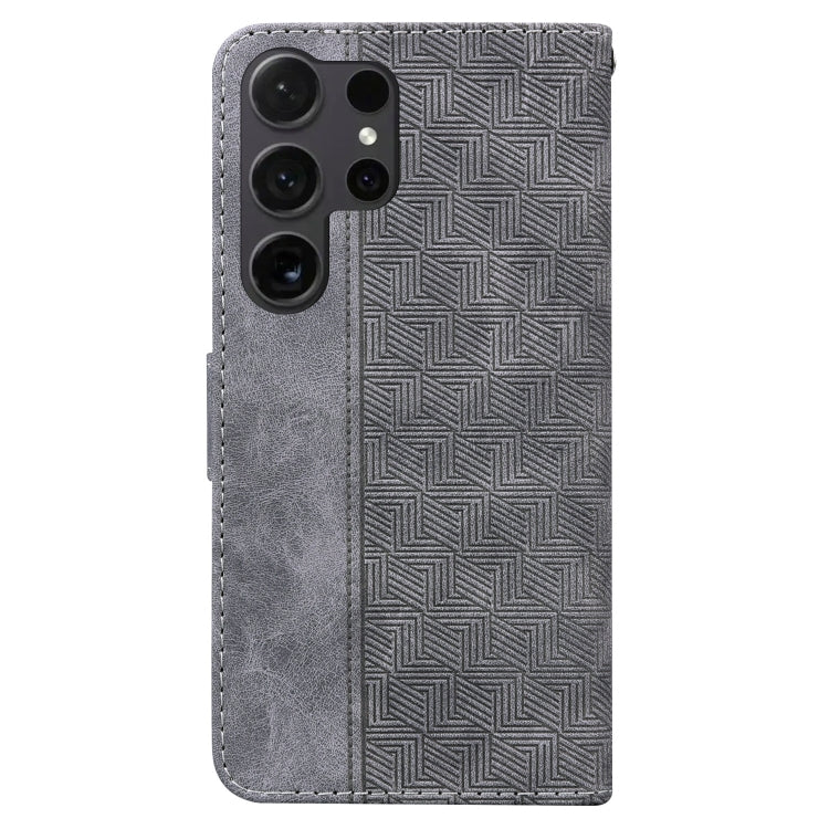 For Samsung Galaxy S25 Ultra 5G Geometric Embossed Leather Phone Case(Grey) - Galaxy S25 Ultra 5G Cases by PMC Jewellery | Online Shopping South Africa | PMC Jewellery | Buy Now Pay Later Mobicred