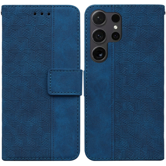 For Samsung Galaxy S25 Ultra 5G Geometric Embossed Leather Phone Case(Blue) - Galaxy S25 Ultra 5G Cases by PMC Jewellery | Online Shopping South Africa | PMC Jewellery | Buy Now Pay Later Mobicred