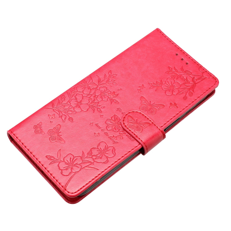 For Motorola Edge 2024 Butterflies and Flowers Leather Phone Case(Red) - Motorola Cases by PMC Jewellery | Online Shopping South Africa | PMC Jewellery | Buy Now Pay Later Mobicred