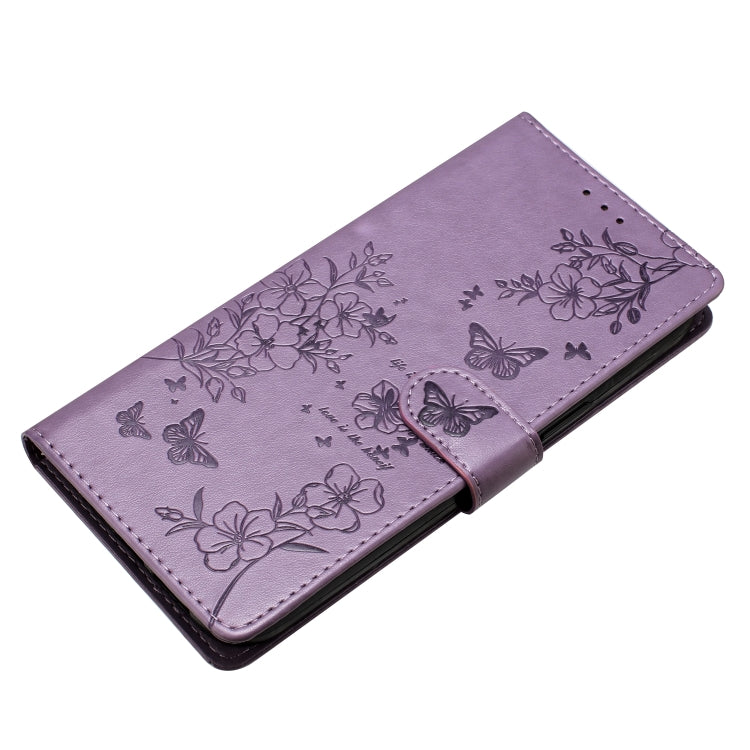 For Motorola Edge 2024 Butterflies and Flowers Leather Phone Case(Purple) - Motorola Cases by PMC Jewellery | Online Shopping South Africa | PMC Jewellery | Buy Now Pay Later Mobicred