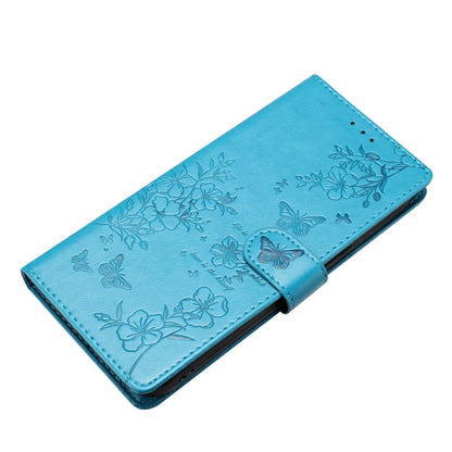 For Motorola Edge 2024 Butterflies and Flowers Leather Phone Case(Blue) - Motorola Cases by PMC Jewellery | Online Shopping South Africa | PMC Jewellery | Buy Now Pay Later Mobicred