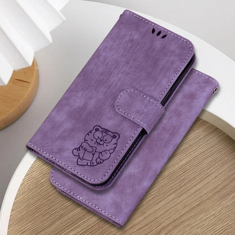 For Samsung Galaxy S25 5G Little Tiger Embossed Leather Phone Case(Purple) - Galaxy S25 5G Cases by PMC Jewellery | Online Shopping South Africa | PMC Jewellery | Buy Now Pay Later Mobicred