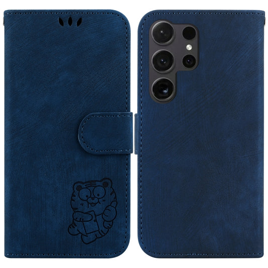 For Samsung Galaxy S25 Ultra 5G Little Tiger Embossed Leather Phone Case(Dark Blue) - Galaxy S24 Ultra 5G Cases by PMC Jewellery | Online Shopping South Africa | PMC Jewellery | Buy Now Pay Later Mobicred