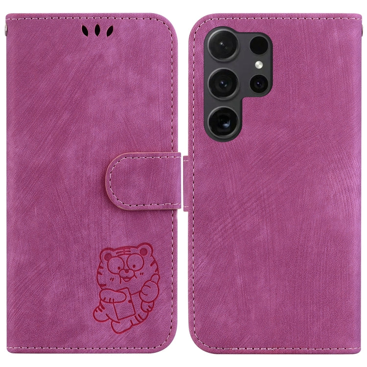 For Samsung Galaxy S25 Ultra 5G Little Tiger Embossed Leather Phone Case(Rose Red) - Galaxy S24 Ultra 5G Cases by PMC Jewellery | Online Shopping South Africa | PMC Jewellery | Buy Now Pay Later Mobicred