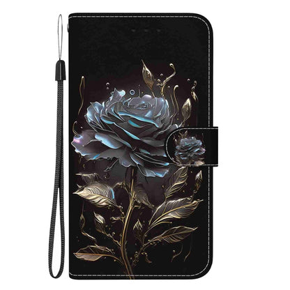 For Samsung Galaxy S25 5G Crystal Texture Colored Drawing Leather Phone Case(Black Rose) - Galaxy S25 5G Cases by PMC Jewellery | Online Shopping South Africa | PMC Jewellery | Buy Now Pay Later Mobicred