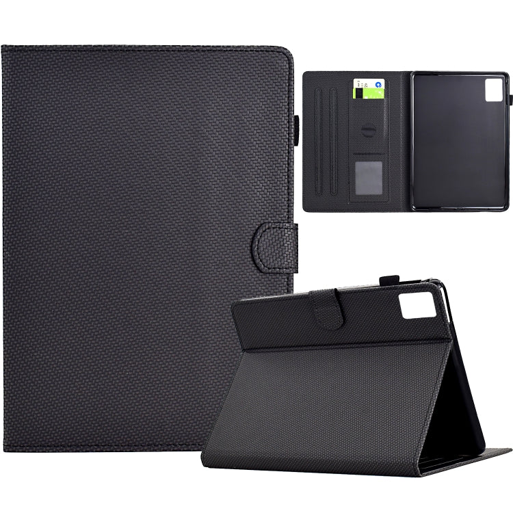 For Lenovo Tab M11 / Xiaoxin Pad 2024 Solid Color Fiber Texture Smart Tablet Leather Case(Black) - Lenovo by PMC Jewellery | Online Shopping South Africa | PMC Jewellery | Buy Now Pay Later Mobicred