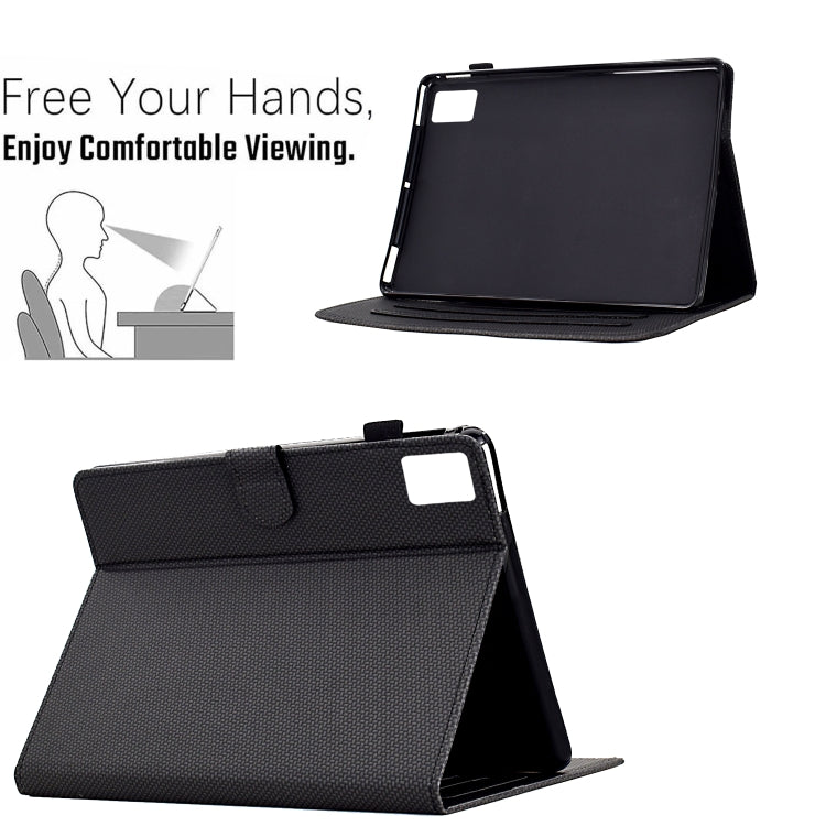 For Lenovo Tab M11 / Xiaoxin Pad 2024 Solid Color Fiber Texture Smart Tablet Leather Case(Black) - Lenovo by PMC Jewellery | Online Shopping South Africa | PMC Jewellery | Buy Now Pay Later Mobicred