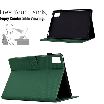 For Lenovo Tab M11 / Xiaoxin Pad 2024 Solid Color Fiber Texture Smart Tablet Leather Case(Green) - Lenovo by PMC Jewellery | Online Shopping South Africa | PMC Jewellery | Buy Now Pay Later Mobicred