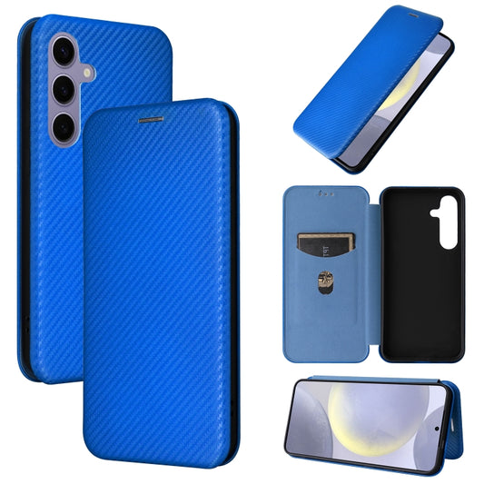 For Samsung Galaxy S25+ 5G Carbon Fiber Texture Flip Leather Phone Case(Blue) - Galaxy S25+ 5G Cases by PMC Jewellery | Online Shopping South Africa | PMC Jewellery | Buy Now Pay Later Mobicred