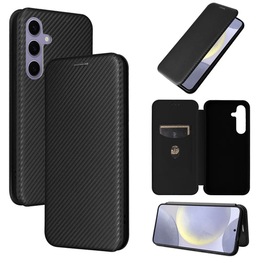 For Samsung Galaxy S25 5G Carbon Fiber Texture Flip Leather Phone Case(Black) - Galaxy S25 5G Cases by PMC Jewellery | Online Shopping South Africa | PMC Jewellery | Buy Now Pay Later Mobicred