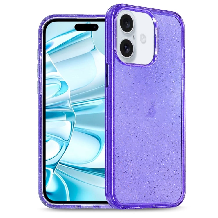 For iPhone 16 Glitter Powder TPU Hybrid PC Phone Case(Purple) - iPhone 16 Cases by PMC TechLife | Online Shopping South Africa | PMC TechLife | Buy Now Pay Later Mobicred