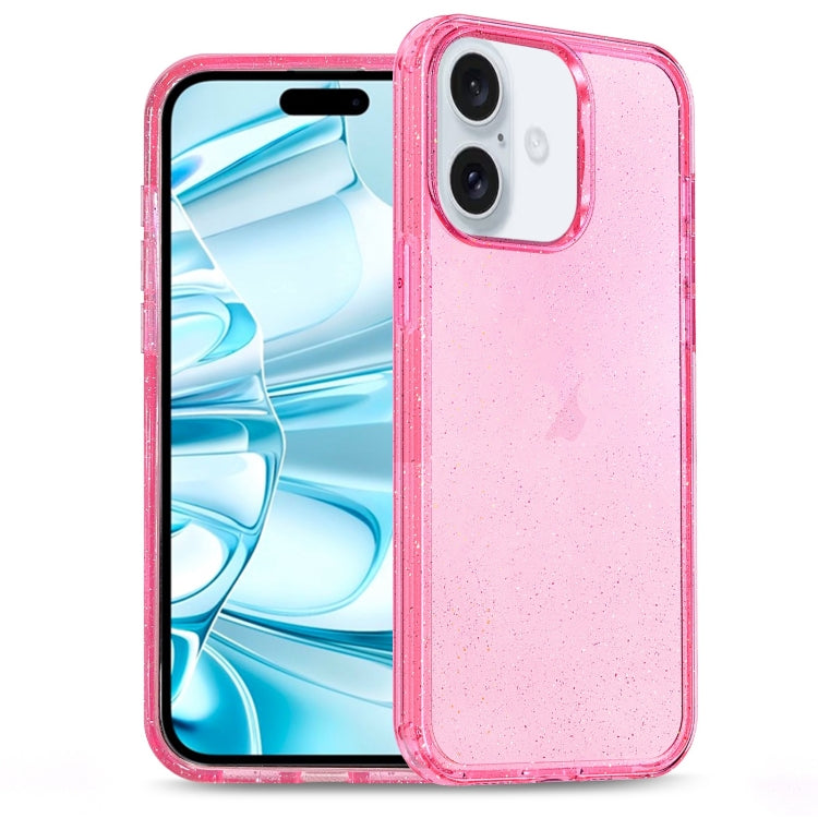 For iPhone 16 Glitter Powder TPU Hybrid PC Phone Case(Pink) - iPhone 16 Cases by PMC TechLife | Online Shopping South Africa | PMC TechLife | Buy Now Pay Later Mobicred