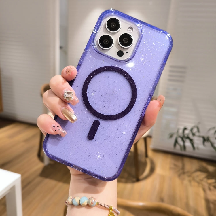 For iPhone 16 Pro Max Glitter Powder TPU Hybrid PC MagSafe Phone Case(Translucent) - iPhone 16 Pro Max Cases by PMC TechLife | Online Shopping South Africa | PMC TechLife | Buy Now Pay Later Mobicred