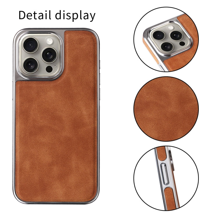 For iPhone 16 Pro Electroplated Side PU Hybrid TPU MagSafe Phone Case(Brown) - iPhone 16 Pro Cases by PMC Jewellery | Online Shopping South Africa | PMC Jewellery | Buy Now Pay Later Mobicred