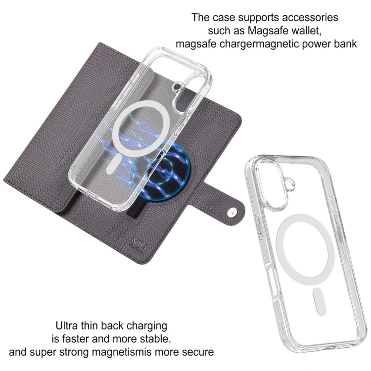 For iPhone 16 Plus ViLi GHA-C Series RFID MagSafe Magnetic Flip Leather Phone Case(Grey) - free shipping - PMC TechLife - Order now!