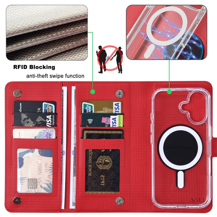 For iPhone 15 Pro Max ViLi GHA-C Series RFID MagSafe Magnetic Flip Leather Phone Case(Red) - free shipping - PMC Jewellery - Order now!
