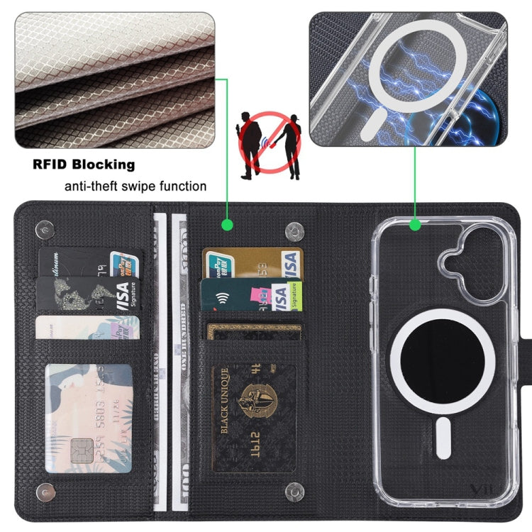 For iPhone 14 ViLi GHA-C Series RFID MagSafe Magnetic Flip Leather Phone Case(Black) - iPhone 14 Cases by ViLi | Online Shopping South Africa | PMC Jewellery | Buy Now Pay Later Mobicred