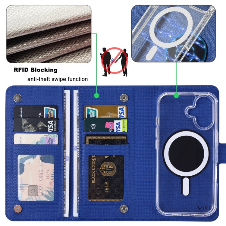 For iPhone 14 Pro Max ViLi GHA-C Series RFID MagSafe Magnetic Flip Leather Phone Case(Blue) - iPhone 14 Pro Max Cases by ViLi | Online Shopping South Africa | PMC Jewellery | Buy Now Pay Later Mobicred