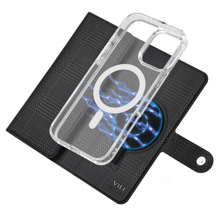 For iPhone 16 Plus ViLi GHB-C Series RFID MagSafe Magnetic Flip Leather Phone Case(Black) - iPhone 16 Plus Cases by ViLi | Online Shopping South Africa | PMC TechLife | Buy Now Pay Later Mobicred