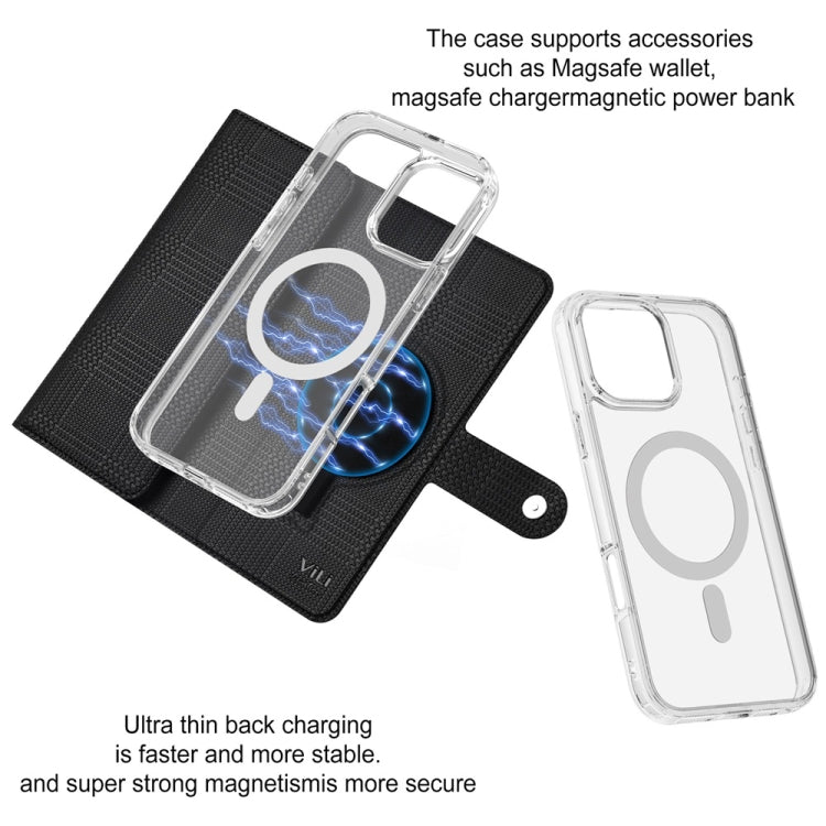 For iPhone 16 Plus ViLi GHB-C Series RFID MagSafe Magnetic Flip Leather Phone Case(Black) - iPhone 16 Plus Cases by ViLi | Online Shopping South Africa | PMC TechLife | Buy Now Pay Later Mobicred