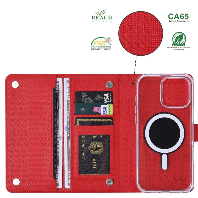 For iPhone 16 Pro ViLi GHB-C Series RFID MagSafe Magnetic Flip Leather Phone Case(Red) - iPhone 16 Pro Cases by ViLi | Online Shopping South Africa | PMC TechLife | Buy Now Pay Later Mobicred