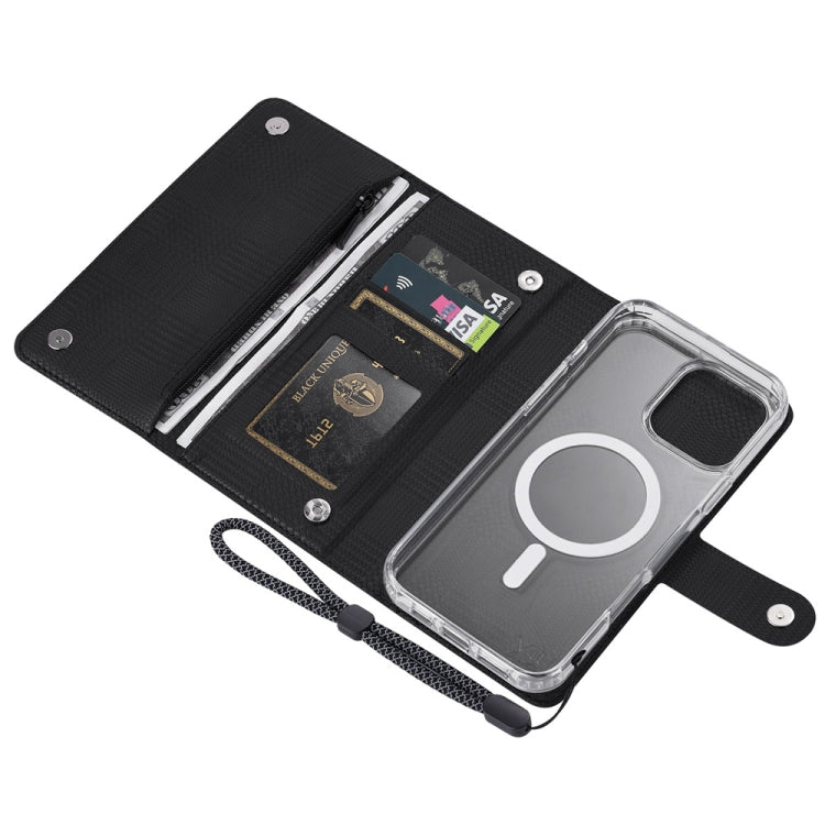 For iPhone 15 ViLi GHB-C Series RFID MagSafe Magnetic Flip Leather Phone Case(Black) - iPhone 15 Cases by ViLi | Online Shopping South Africa | PMC Jewellery | Buy Now Pay Later Mobicred