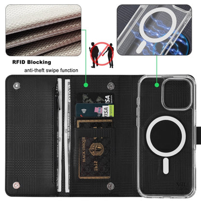 For iPhone 15 Plus ViLi GHB-C Series RFID MagSafe Magnetic Flip Leather Phone Case(Black) - iPhone 15 Plus Cases by ViLi | Online Shopping South Africa | PMC Jewellery | Buy Now Pay Later Mobicred