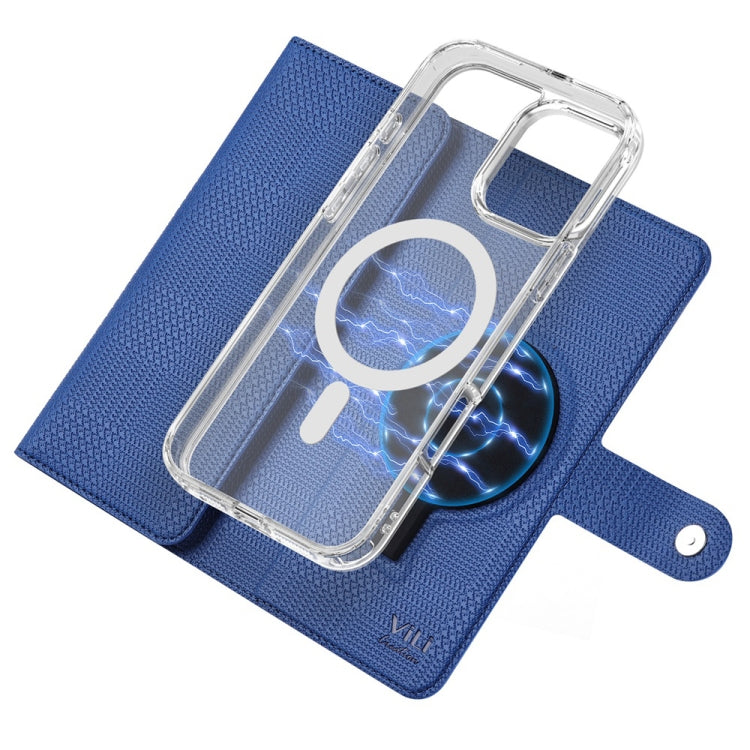 For iPhone 14 Plus ViLi GHB-C Series RFID MagSafe Magnetic Flip Leather Phone Case(Blue) - iPhone 14 Plus Cases by ViLi | Online Shopping South Africa | PMC Jewellery | Buy Now Pay Later Mobicred