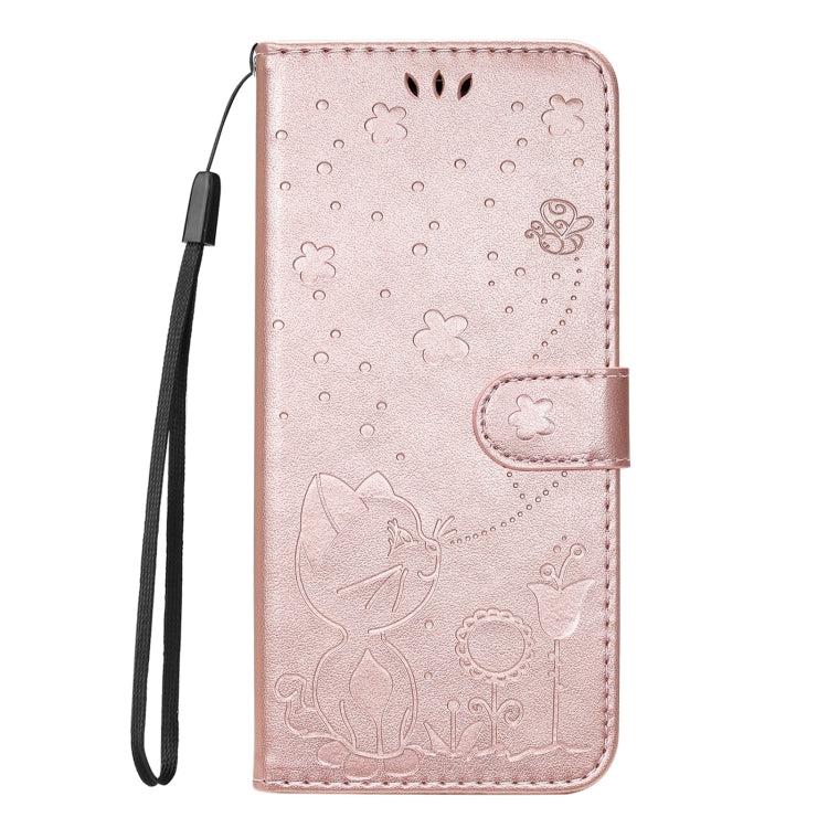 For Samsung Galaxy S25 / S24 5G Cat and Bee Embossed Flip Leather Phone Case(Rose Gold) - Galaxy S25 5G Cases by PMC Jewellery | Online Shopping South Africa | PMC Jewellery | Buy Now Pay Later Mobicred