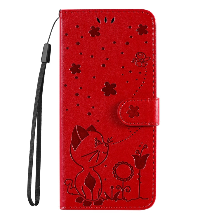 For Samsung Galaxy S25+ / S24+ 5G Cat and Bee Embossed Flip Leather Phone Case(Red) - Galaxy S25+ 5G Cases by PMC Jewellery | Online Shopping South Africa | PMC Jewellery | Buy Now Pay Later Mobicred