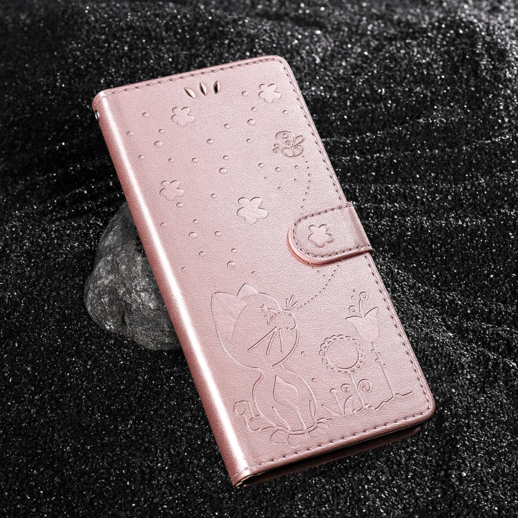 For Samsung Galaxy S25+ / S24+ 5G Cat and Bee Embossed Flip Leather Phone Case(Rose Gold) - Galaxy S25+ 5G Cases by PMC Jewellery | Online Shopping South Africa | PMC Jewellery | Buy Now Pay Later Mobicred