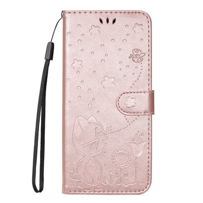 For Samsung Galaxy S25+ / S24+ 5G Cat and Bee Embossed Flip Leather Phone Case(Rose Gold) - Galaxy S25+ 5G Cases by PMC Jewellery | Online Shopping South Africa | PMC Jewellery | Buy Now Pay Later Mobicred