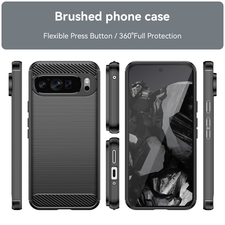 For Google Pixel 9 Pro XL Brushed Texture Carbon Fiber TPU Phone Case(Black) - Google Cases by PMC TechLife | Online Shopping South Africa | PMC TechLife | Buy Now Pay Later Mobicred
