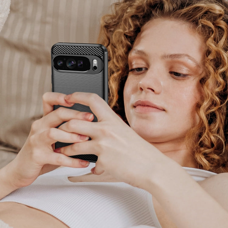 For Google Pixel 9 Pro XL Brushed Texture Carbon Fiber TPU Phone Case(Black) - Google Cases by PMC TechLife | Online Shopping South Africa | PMC TechLife | Buy Now Pay Later Mobicred