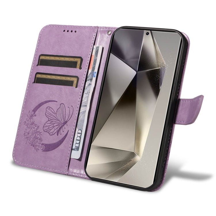 For Samsung Galaxy S25 Ultra 5G Swallowtail Butterfly Embossed Leather Phone Case(Purple) - Galaxy S25 Ultra 5G Cases by PMC Jewellery | Online Shopping South Africa | PMC Jewellery | Buy Now Pay Later Mobicred