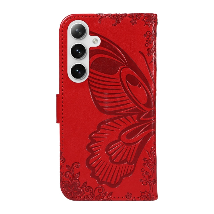 For Samsung Galaxy S25+ / S24+ 5G Swallowtail Butterfly Embossed Leather Phone Case(Red) - Galaxy S25+ 5G Cases by PMC Jewellery | Online Shopping South Africa | PMC Jewellery | Buy Now Pay Later Mobicred