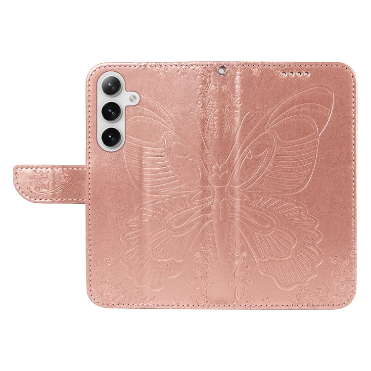 For Samsung Galaxy S25+ / S24+ 5G Swallowtail Butterfly Embossed Leather Phone Case(Rose Gold) - Galaxy S25+ 5G Cases by PMC Jewellery | Online Shopping South Africa | PMC Jewellery | Buy Now Pay Later Mobicred