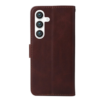 For Samsung Galaxy S25 5G Classic Calf Texture Flip Leather Phone Case(Brown) - Galaxy S25 5G Cases by PMC Jewellery | Online Shopping South Africa | PMC Jewellery | Buy Now Pay Later Mobicred