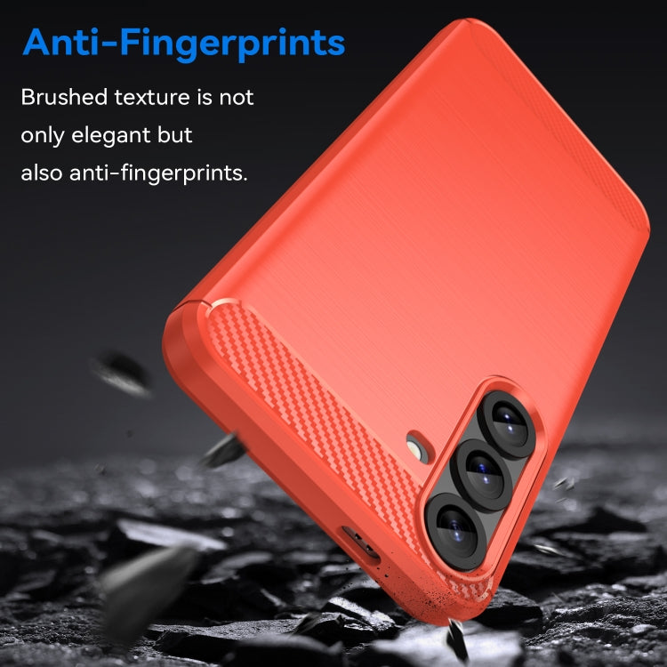 For Samsung Galaxy S25+ 5G Carbon Fiber Brushed Texture TPU Phone Case(Red) - Galaxy S25+ 5G Cases by PMC Jewellery | Online Shopping South Africa | PMC Jewellery | Buy Now Pay Later Mobicred