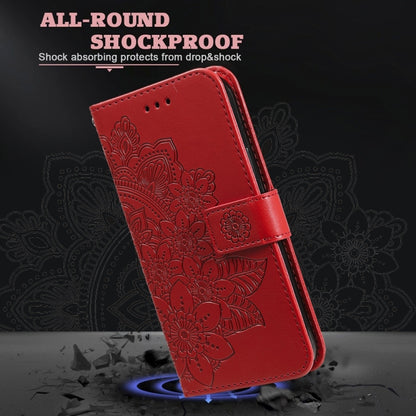 For Samsung Galaxy S25+ 5G Seven-petal Flowers Embossing Leather Phone Case(Red) - Galaxy S25+ 5G Cases by PMC Jewellery | Online Shopping South Africa | PMC Jewellery | Buy Now Pay Later Mobicred