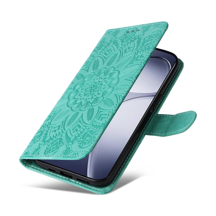 For Redmi K70 Ultra Embossed Sunflower Leather Phone Case(Green) - Xiaomi Cases by PMC Jewellery | Online Shopping South Africa | PMC Jewellery | Buy Now Pay Later Mobicred