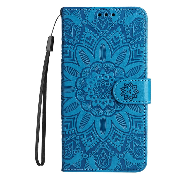 For Samsung Galaxy S25 5G Embossed Sunflower Leather Phone Case(Blue) - Galaxy S25 5G Cases by PMC Jewellery | Online Shopping South Africa | PMC Jewellery | Buy Now Pay Later Mobicred