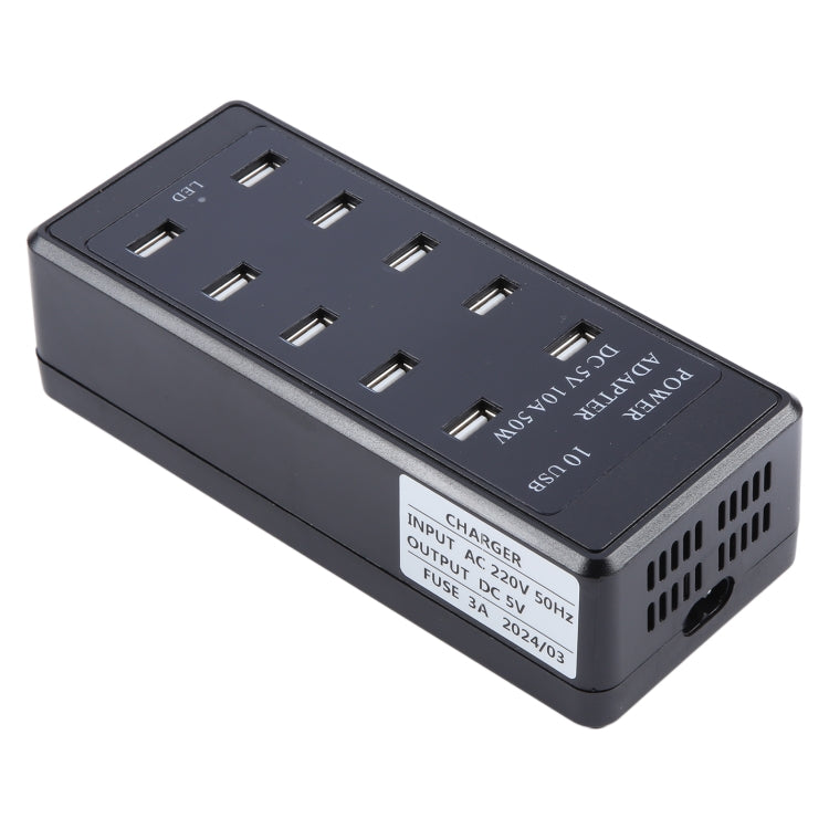 DC 5V 10A 50W 10 USB Multi Port Charger Adapter, Plug:US Plug - Multifunction Charger by PMC Jewellery | Online Shopping South Africa | PMC Jewellery | Buy Now Pay Later Mobicred