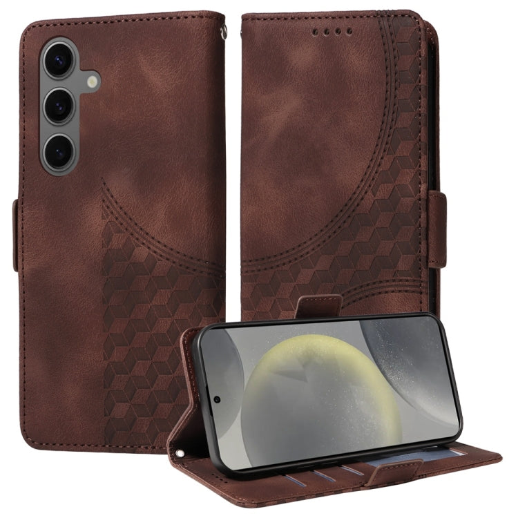 For Samsung Galaxy S25+ 5G Embossed Rhombus Starry Leather Phone Case(Brown) - Galaxy S25+ 5G Cases by PMC Jewellery | Online Shopping South Africa | PMC Jewellery | Buy Now Pay Later Mobicred